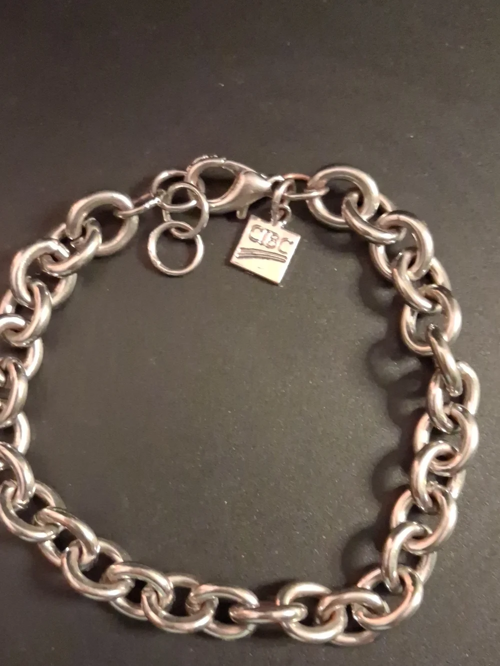 Silver Chain Link Women's Bracelet - CBC Charm Sz. 7 To 9 Adjustable